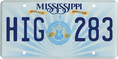 MS license plate HIG283