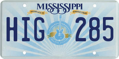 MS license plate HIG285