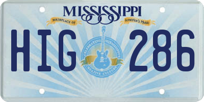 MS license plate HIG286