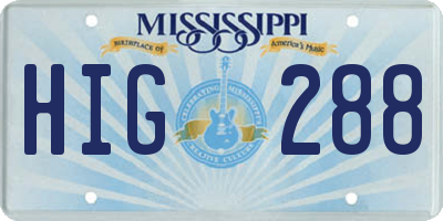 MS license plate HIG288