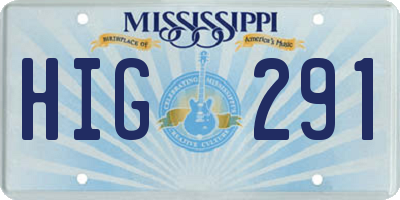 MS license plate HIG291