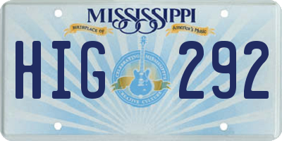MS license plate HIG292