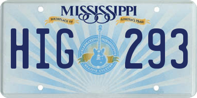 MS license plate HIG293