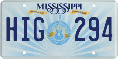 MS license plate HIG294