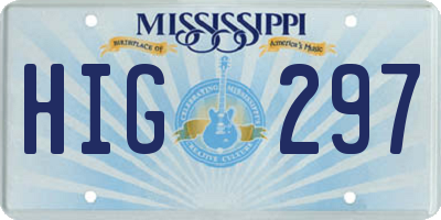MS license plate HIG297