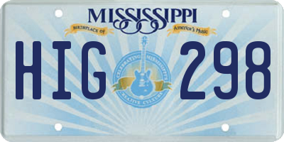 MS license plate HIG298