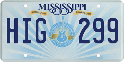 MS license plate HIG299
