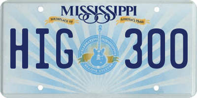 MS license plate HIG300