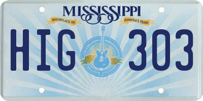 MS license plate HIG303
