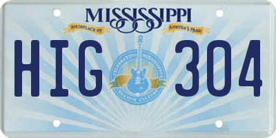 MS license plate HIG304