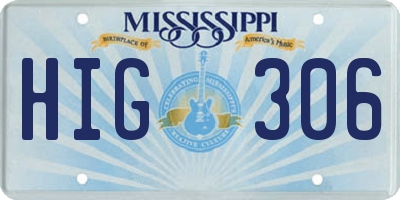 MS license plate HIG306