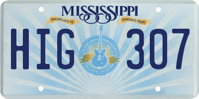 MS license plate HIG307