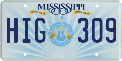 MS license plate HIG309