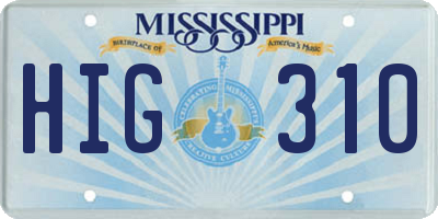 MS license plate HIG310