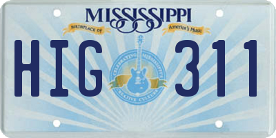MS license plate HIG311