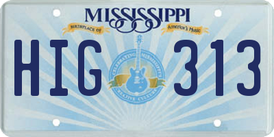 MS license plate HIG313