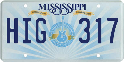 MS license plate HIG317