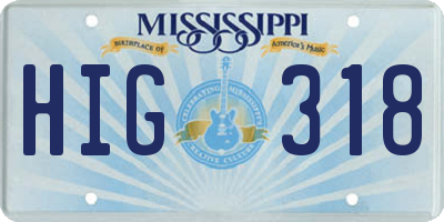 MS license plate HIG318