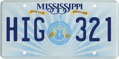 MS license plate HIG321