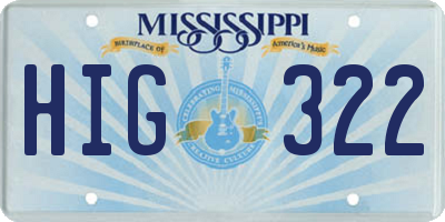 MS license plate HIG322