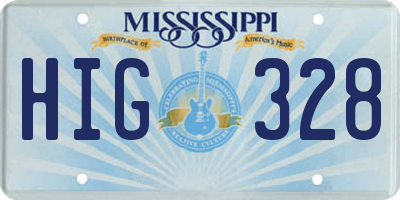 MS license plate HIG328
