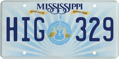 MS license plate HIG329