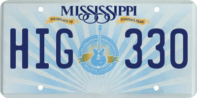 MS license plate HIG330