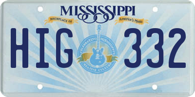 MS license plate HIG332
