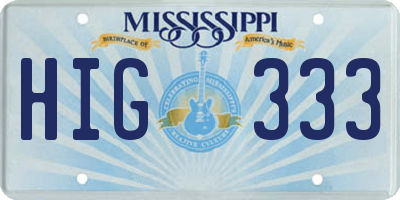 MS license plate HIG333