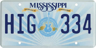 MS license plate HIG334