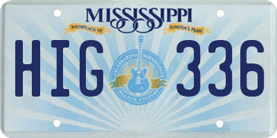 MS license plate HIG336