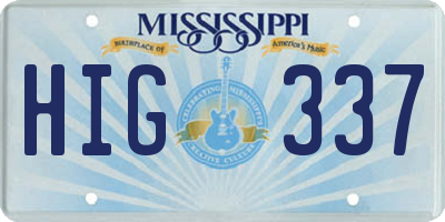 MS license plate HIG337