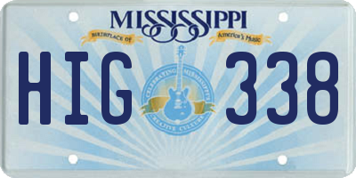 MS license plate HIG338