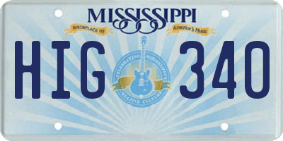 MS license plate HIG340