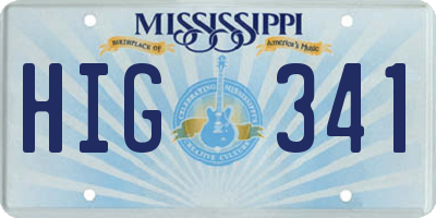 MS license plate HIG341