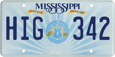 MS license plate HIG342