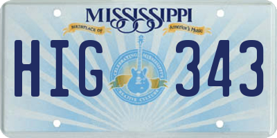 MS license plate HIG343
