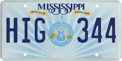 MS license plate HIG344