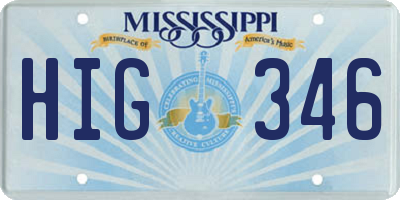 MS license plate HIG346