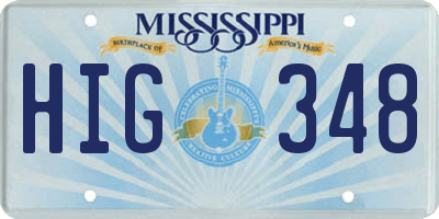 MS license plate HIG348