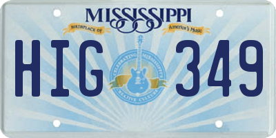 MS license plate HIG349