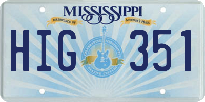 MS license plate HIG351