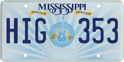 MS license plate HIG353