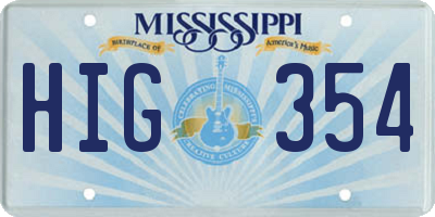 MS license plate HIG354