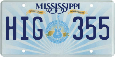 MS license plate HIG355