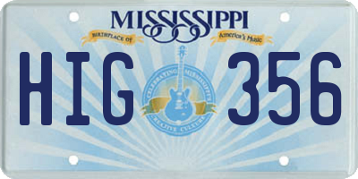 MS license plate HIG356