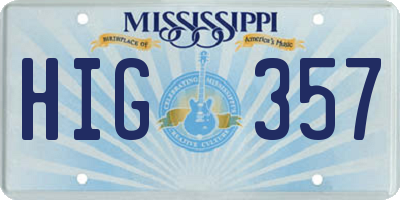 MS license plate HIG357