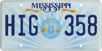 MS license plate HIG358