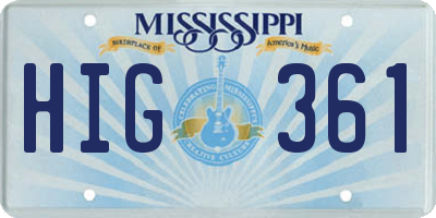 MS license plate HIG361