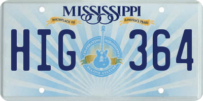 MS license plate HIG364
